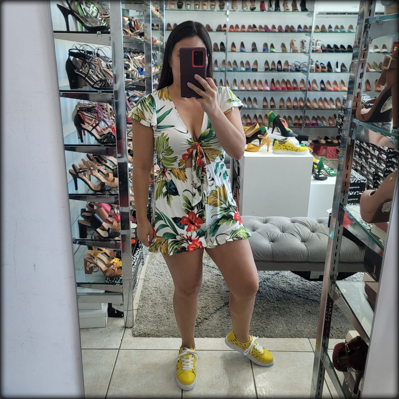 Romper Blanco Estampado floral manga corta