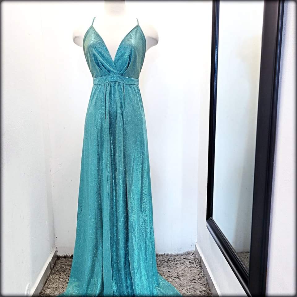 VESTIDO LARGO GLITTER JADE