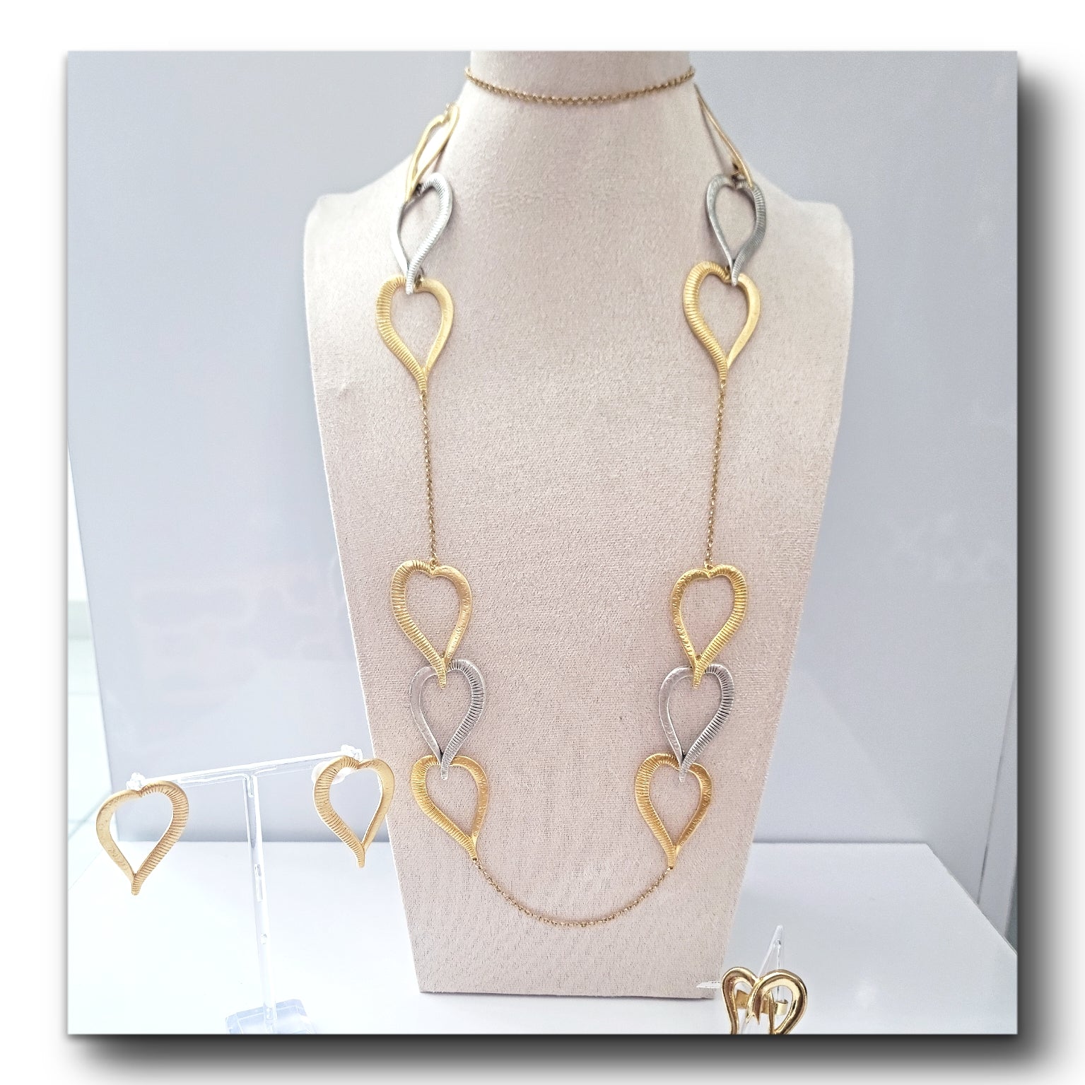 Collar Corazones Oro Y Plata Made in Turquia