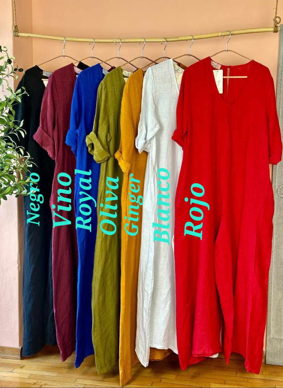 JUMPSUIT MADE IN ITALY 100% LINHO CON MANGA