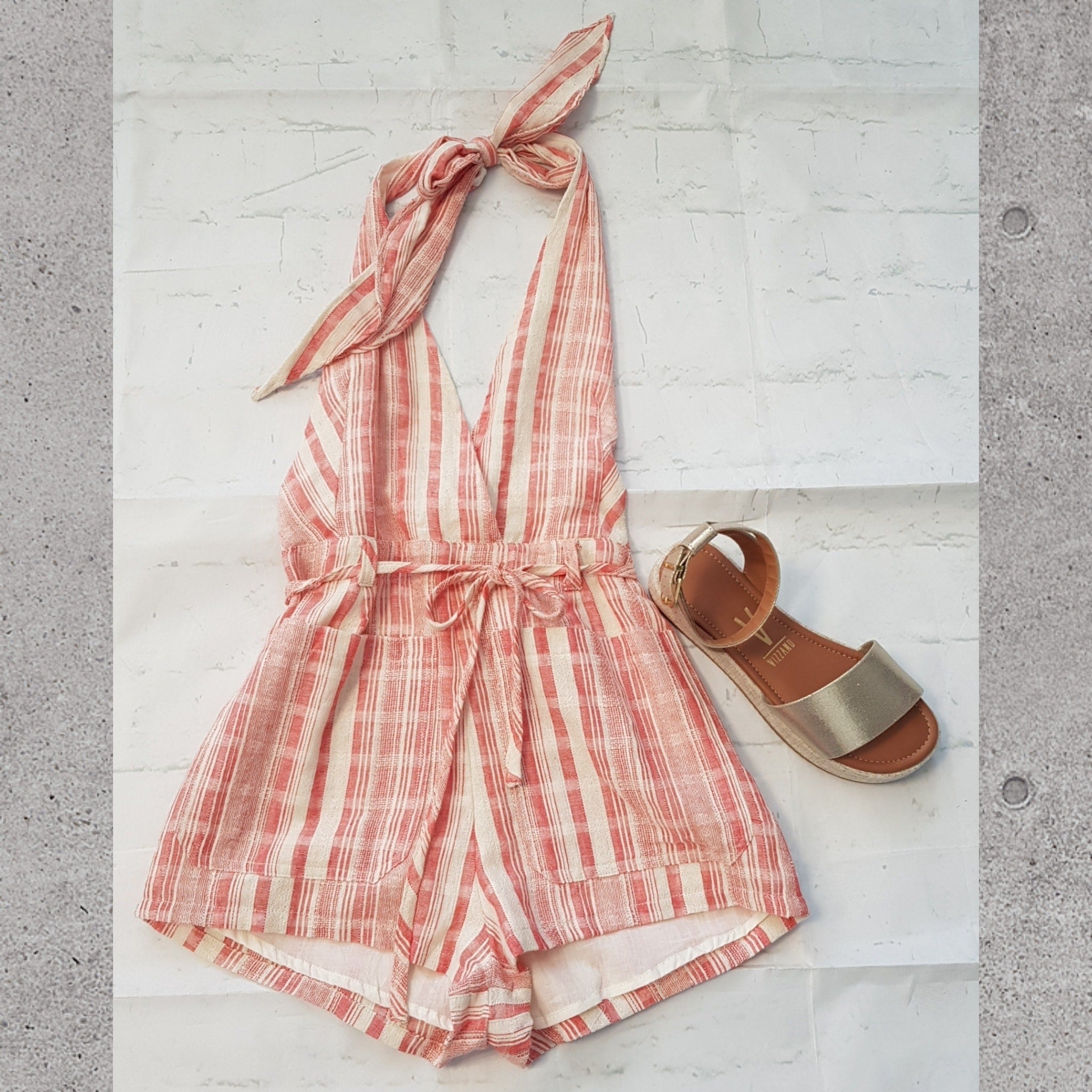 ROMPER DE RAYAS HALTER DE HILO