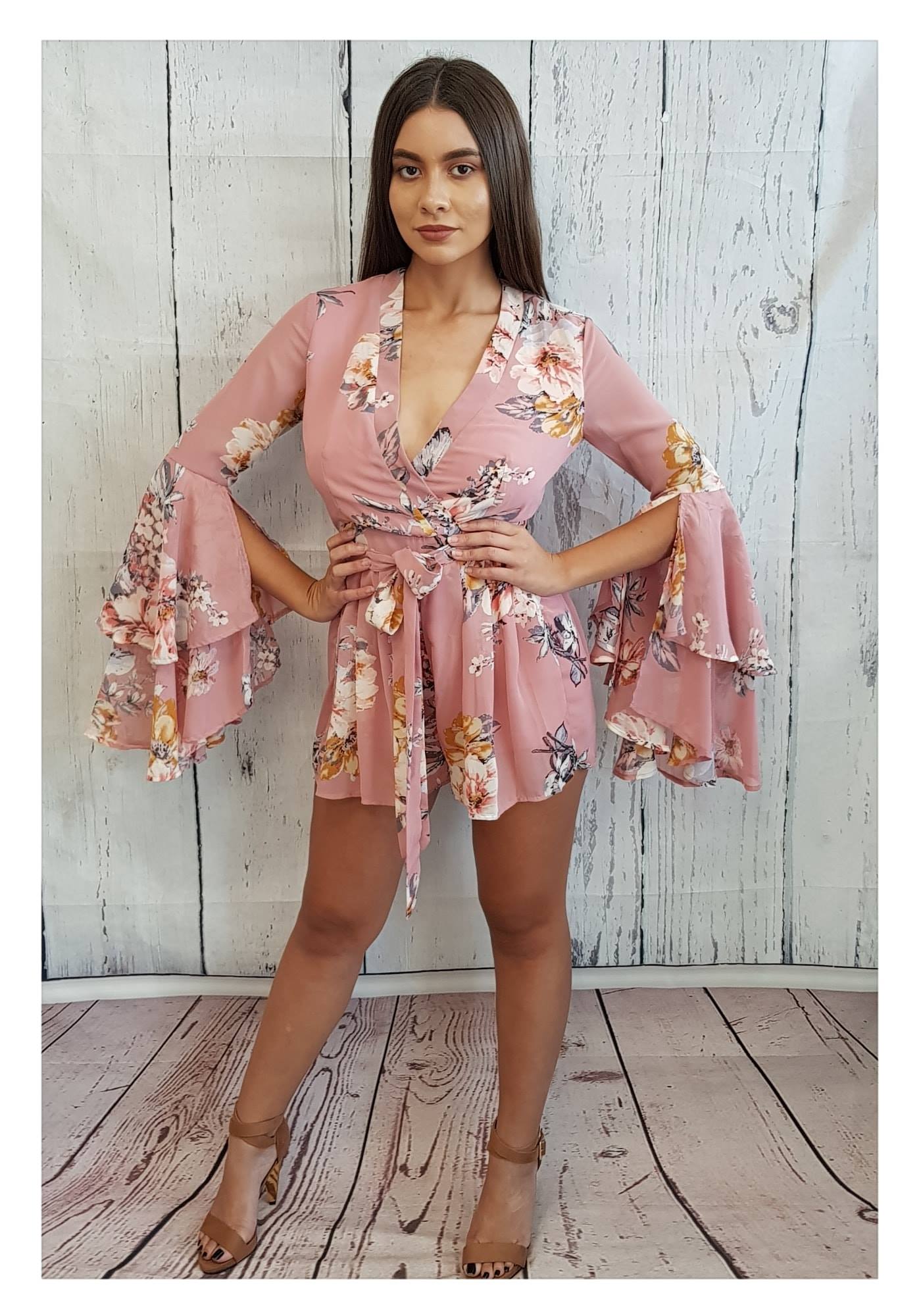 ROMPER ROSA FLOREADO MANGA LARGA