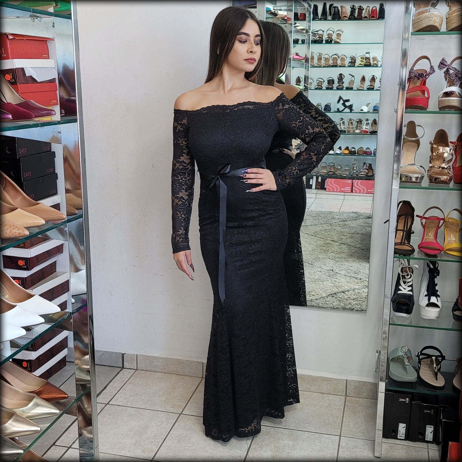 VESTIDO LARGO SIRENA MANGA LARGA