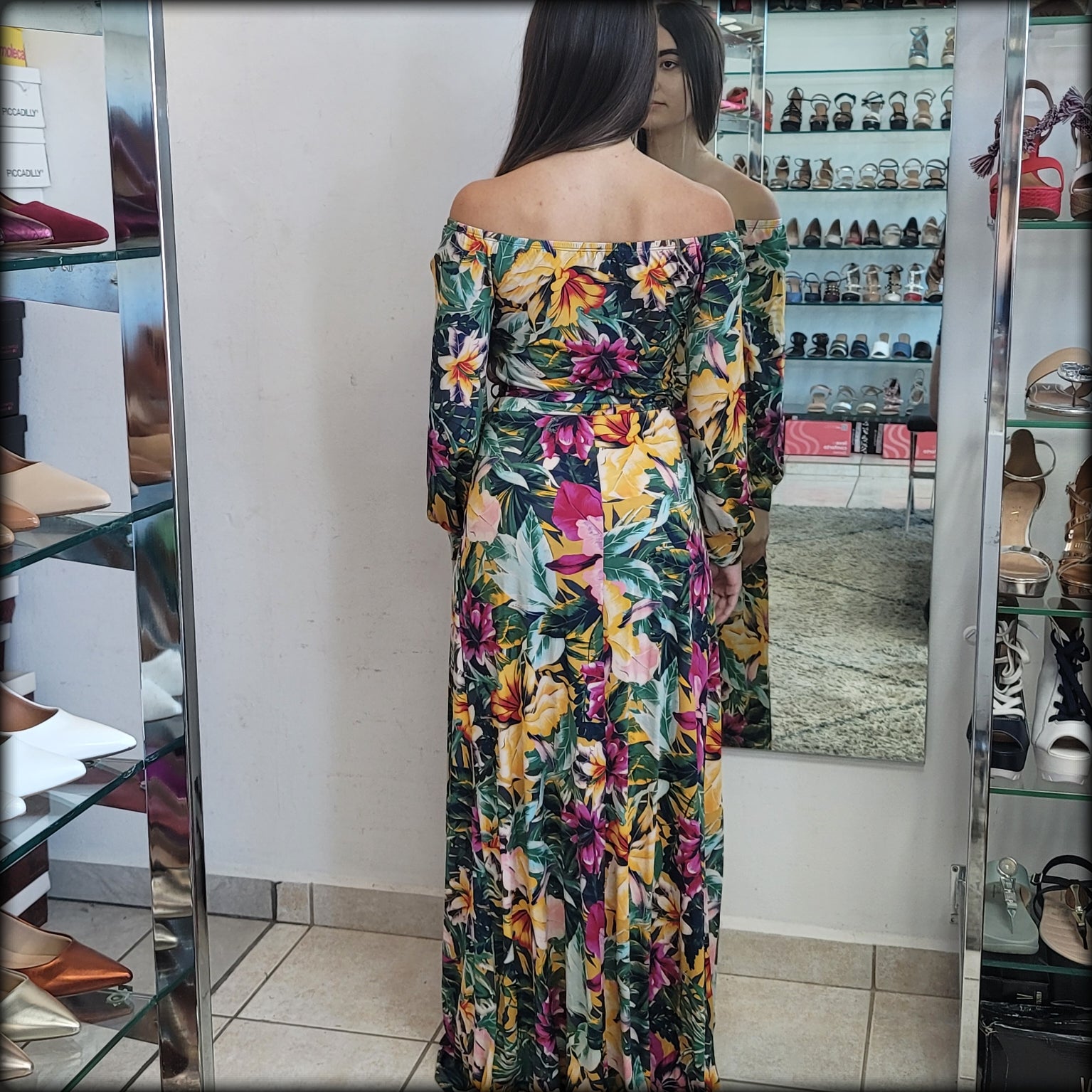 MAXIROMPER OFF SHOULDER ESTAMPADO TROPICAL