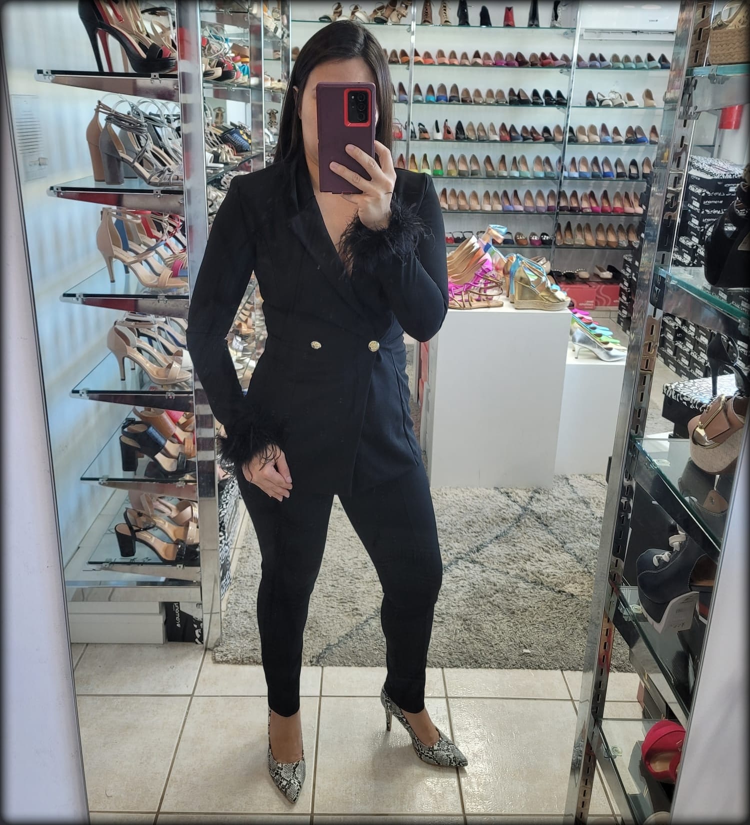 Chaqueta Negra Plumas