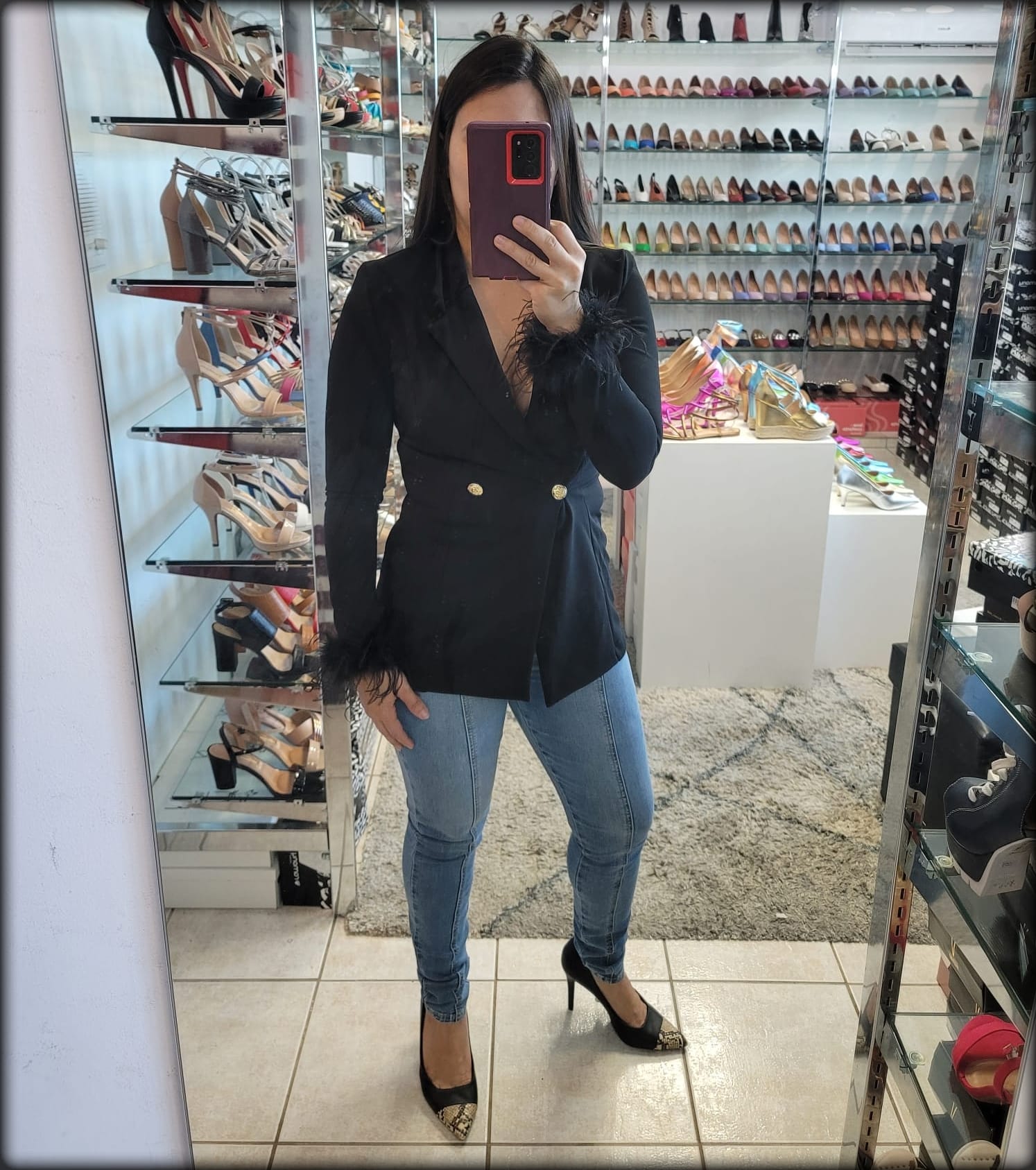 Chaqueta Negra Plumas