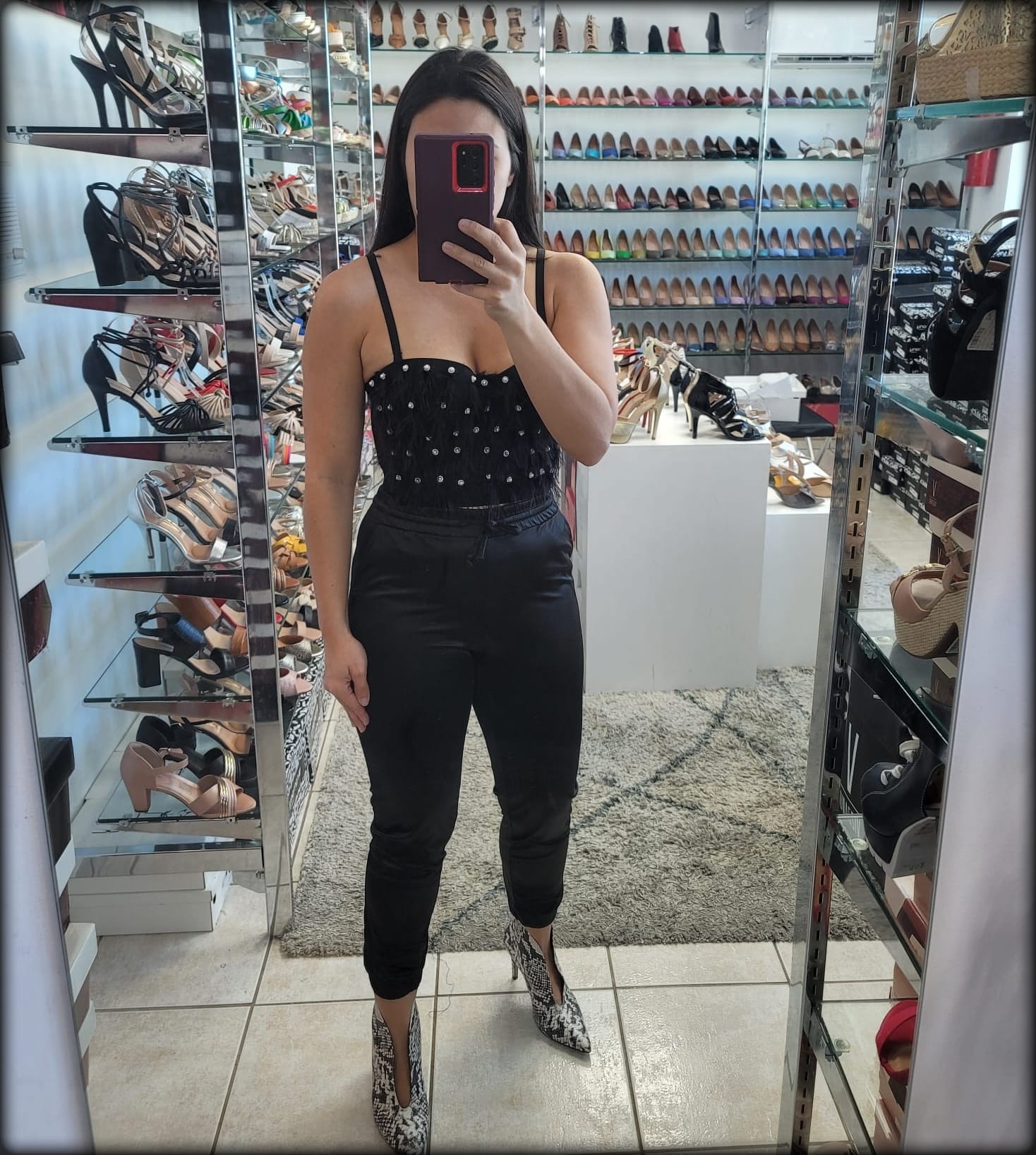 CORSEAT PLUMAS Y PERLAS NEGRO