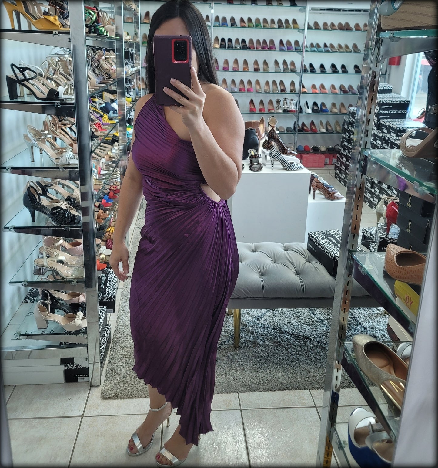 VESTIDO ASIMETRICO PLISADO VIOLETA