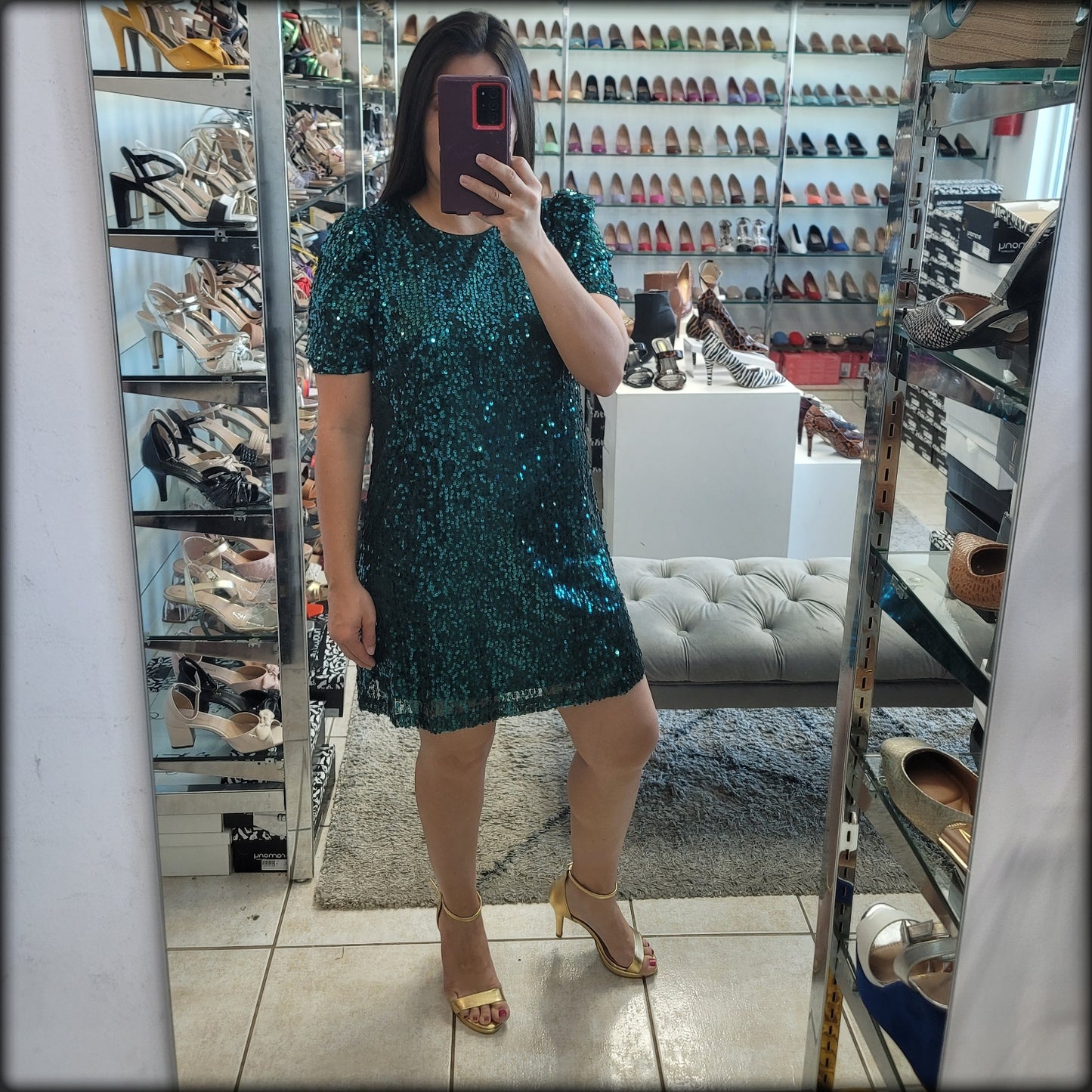 VESTIDO CORTO SEQUIN VERDE