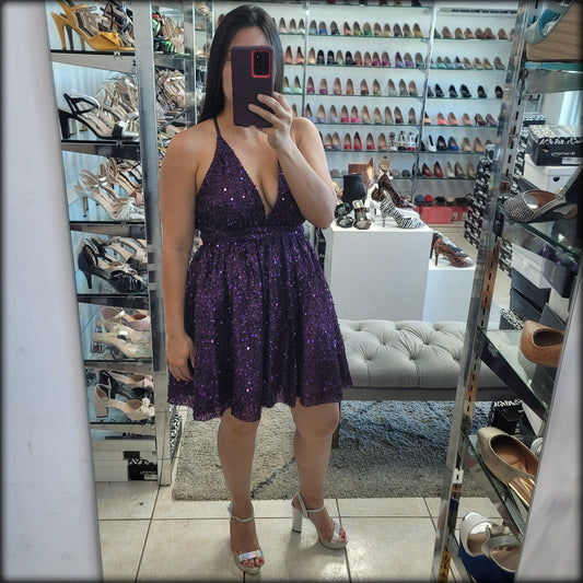 VESTIDO CORTO SEQUIN VIOLETA