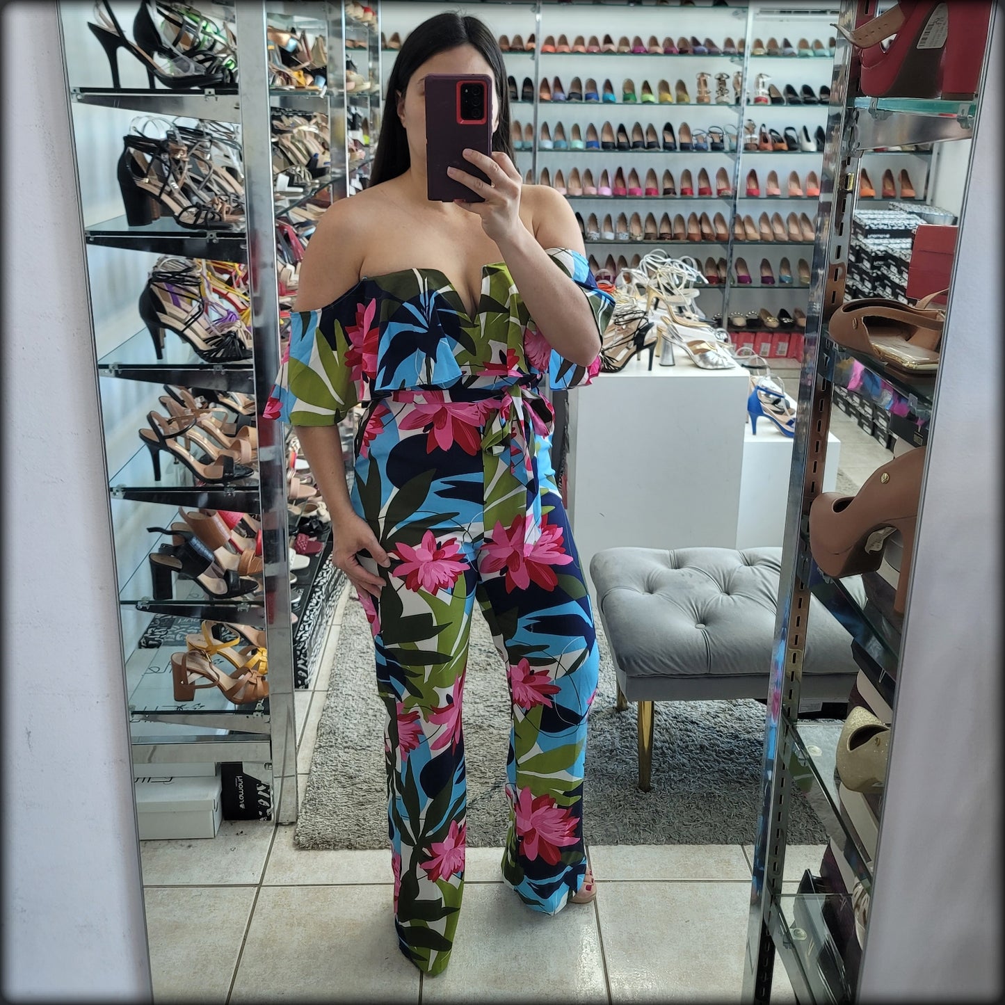 JUMPSUIT OFFSHOULDER ESTAMPADO TROPICAL