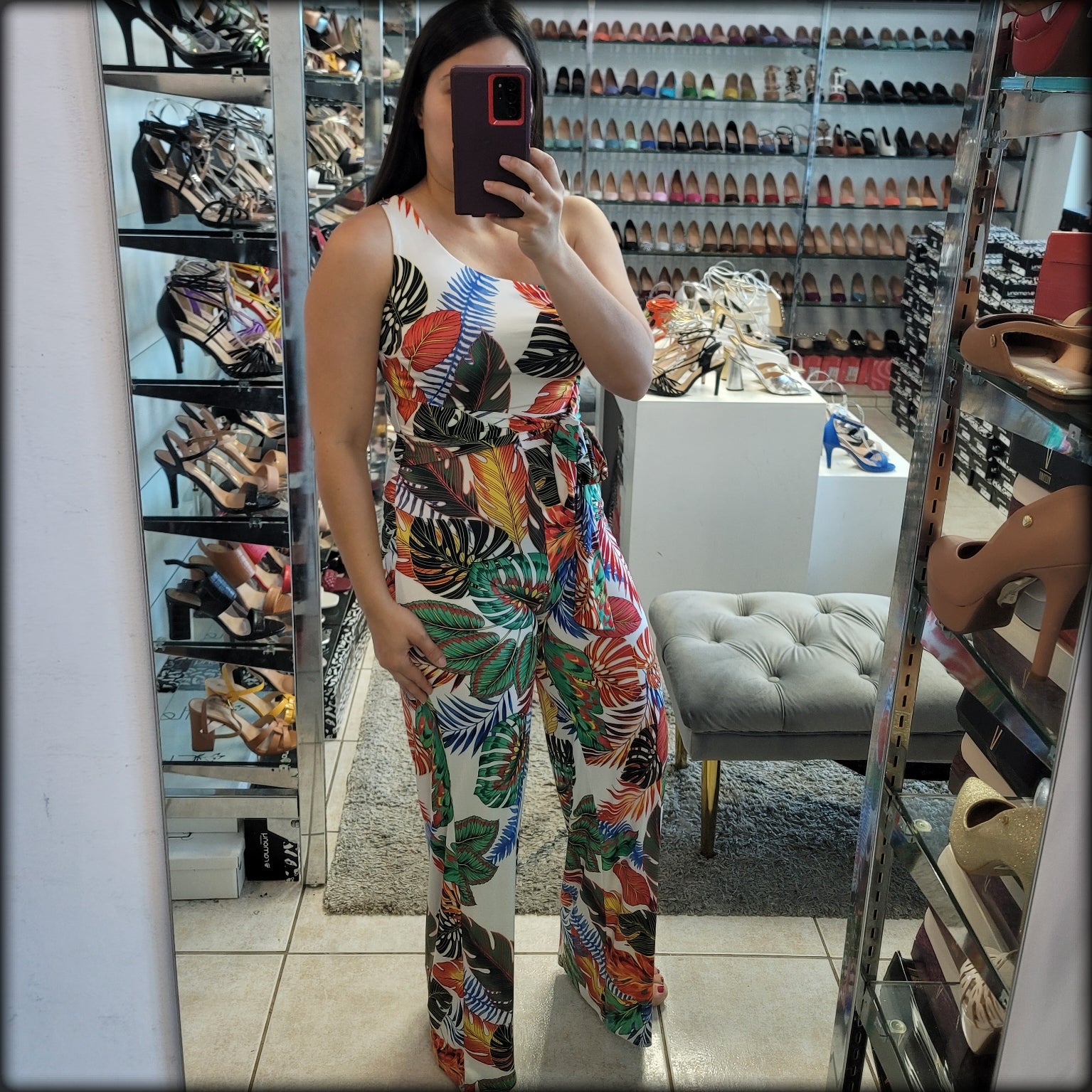 JUMPSUIT ONE SHOULDER ESTAMPADO TROPICAL