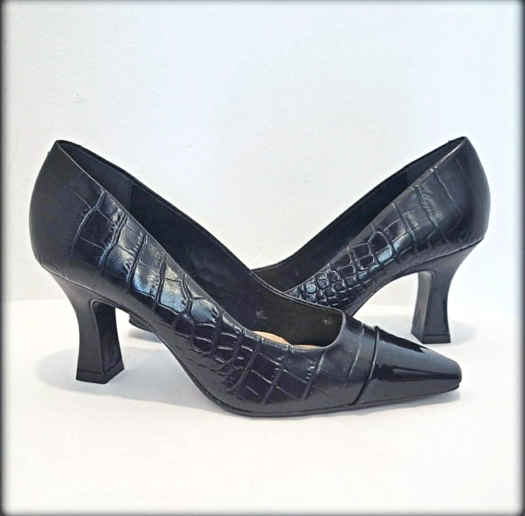 Tabita 100% Leather Vz Eco Preto Croco Preto