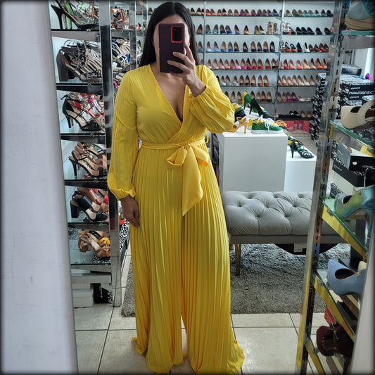 JUMPSUIT AMARILLO MANGA LARGA PLISADO