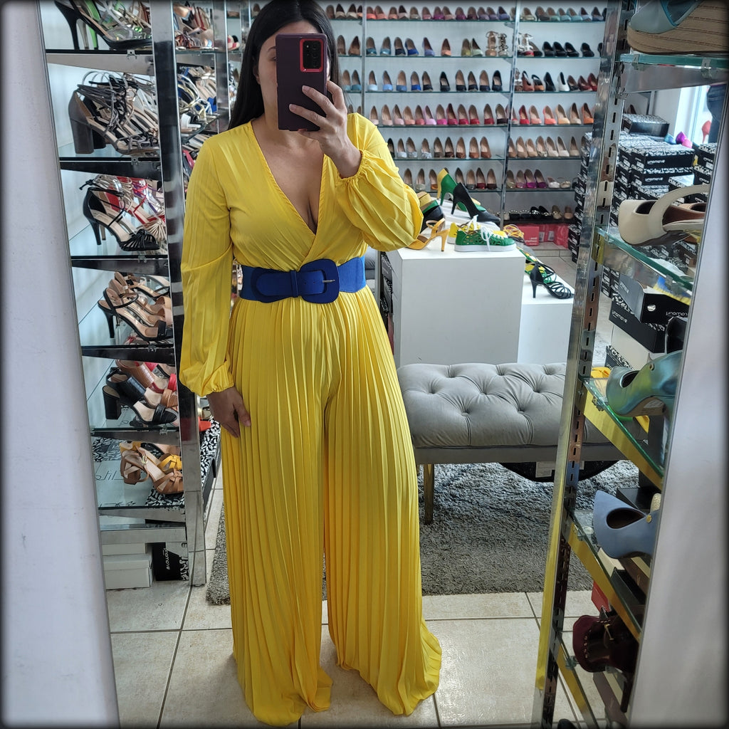 JUMPSUIT AMARILLO MANGA LARGA PLISADO