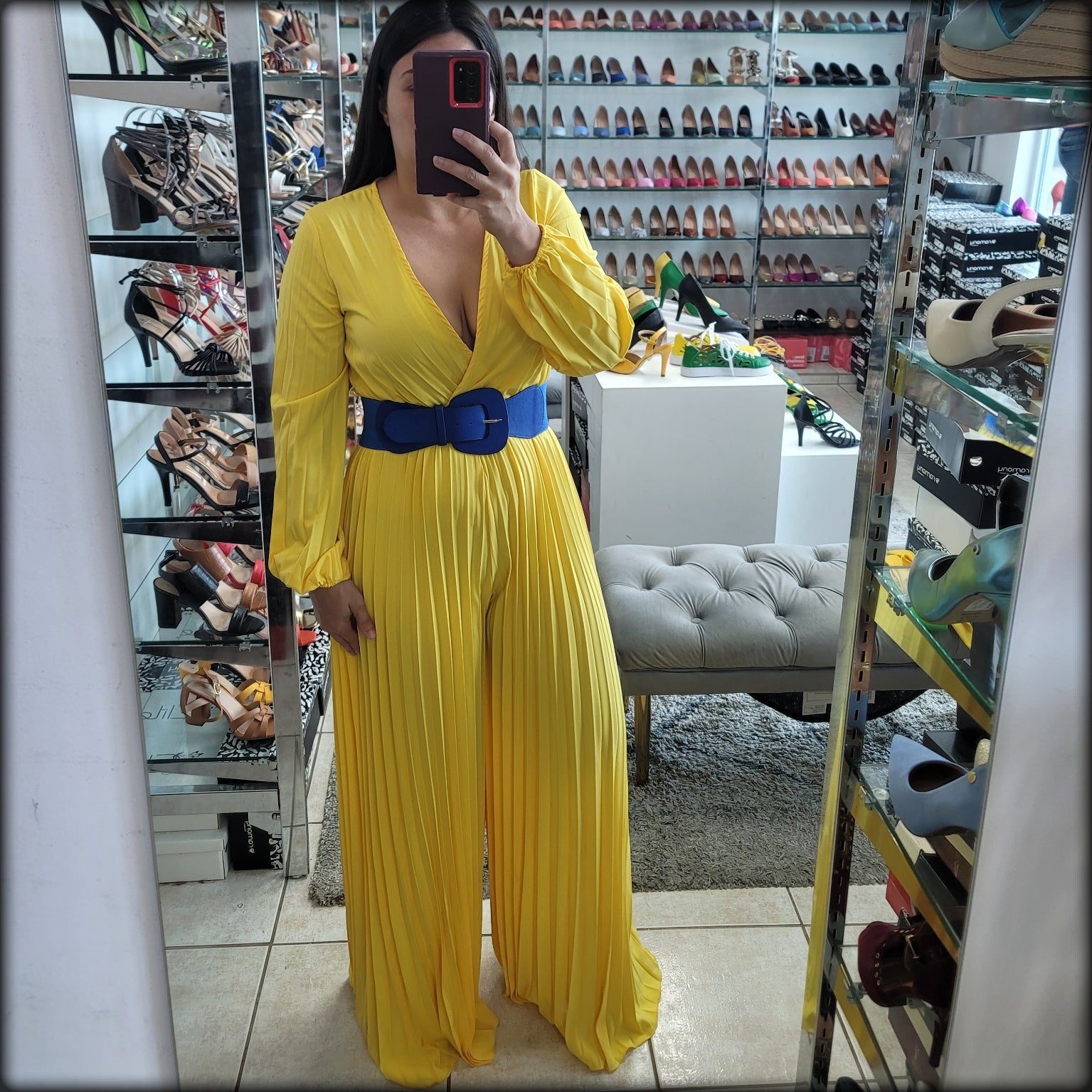 JUMPSUIT AMARILLO MANGA LARGA PLISADO