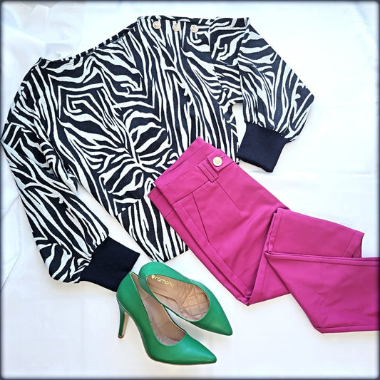 BLUSA ESTAMPADO ZEBRA MANGA LARGA