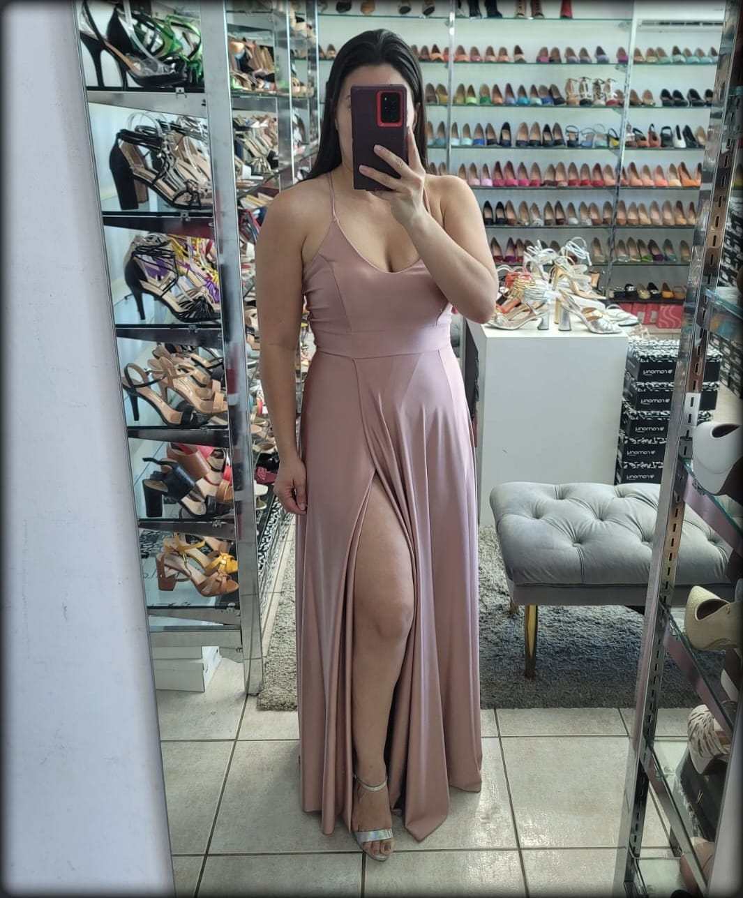 VESTIDO LARGO MAUVE CON RAJA