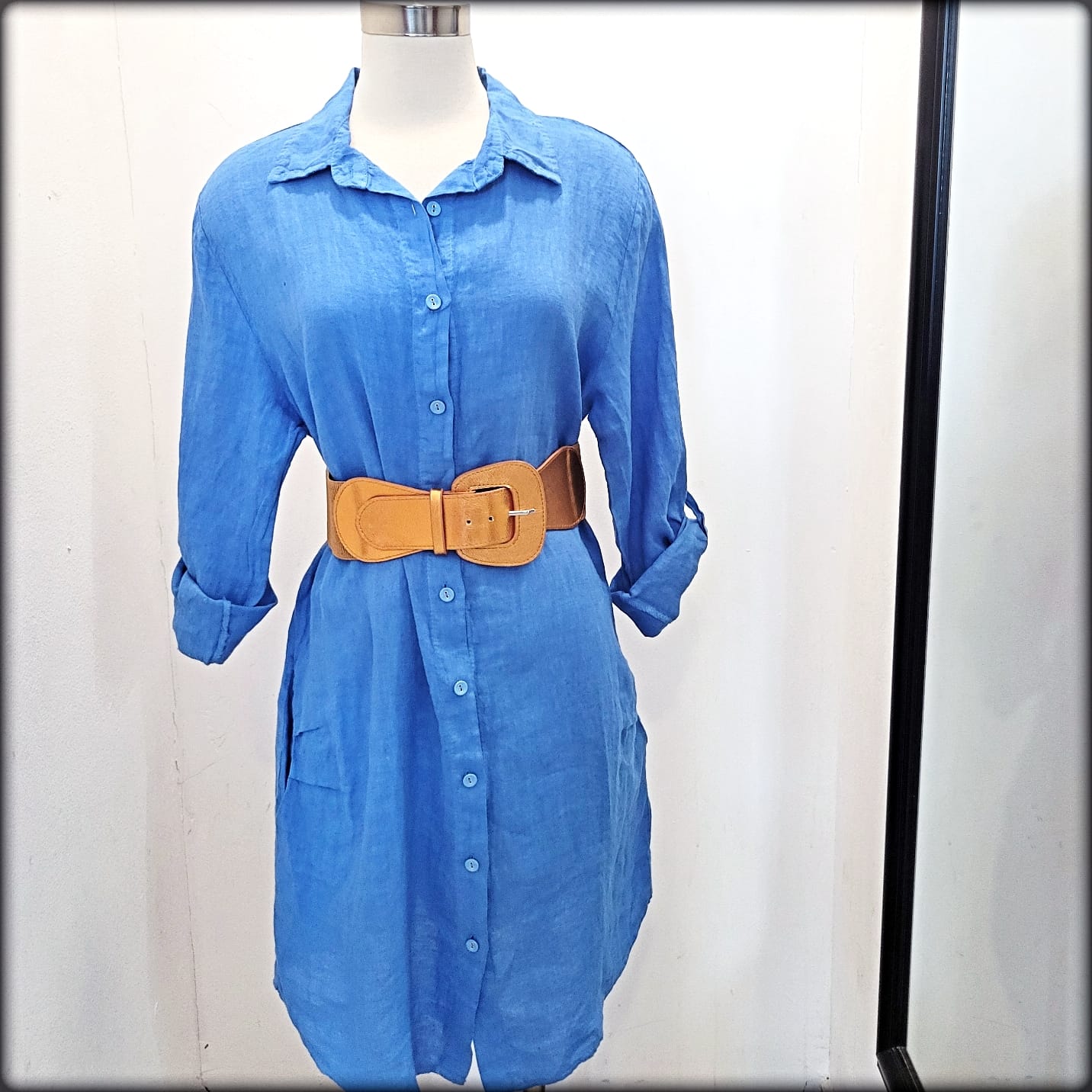 Vestido Corto 100% Lino Made in Italy solido