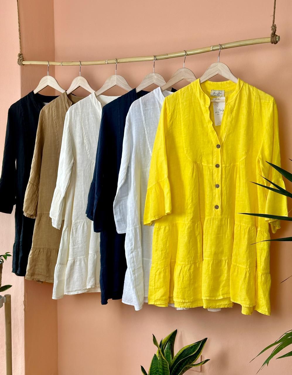 VESTIDO CORTO MADE IN ITALY 100% LINHO