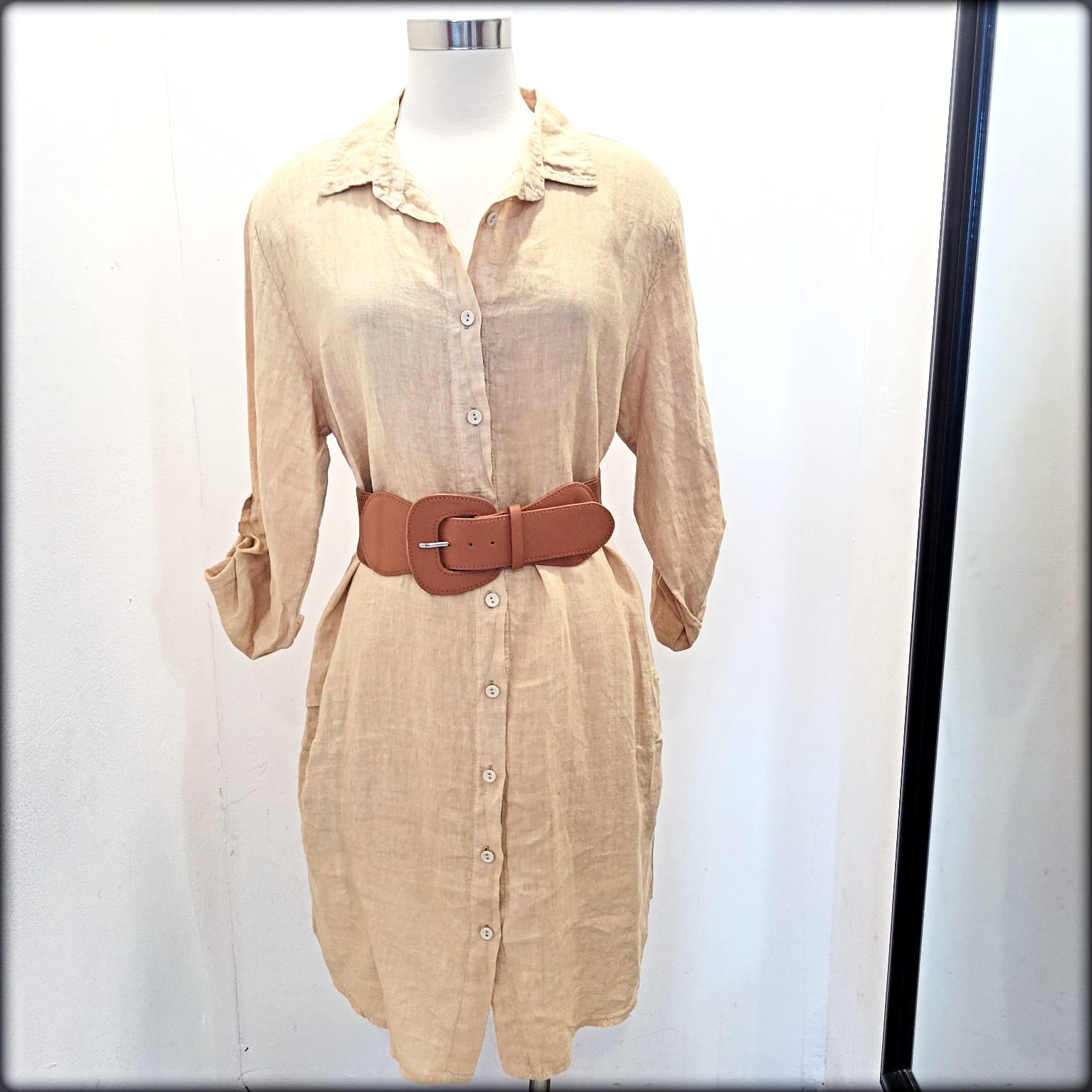 Vestido Corto 100% Lino Made in Italy solido