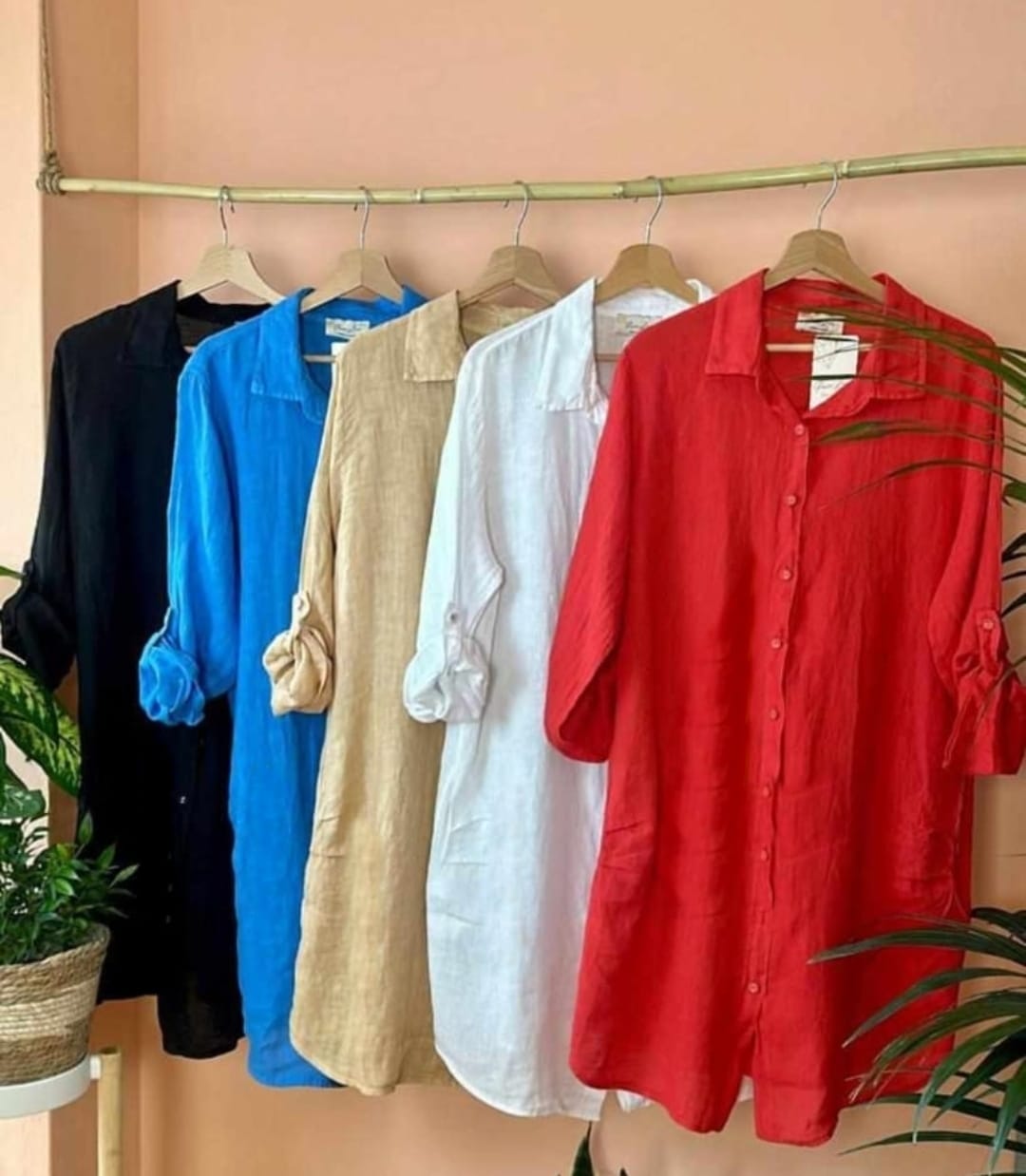Vestido Corto 100% Lino Made in Italy solido