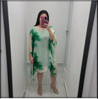 VESTIDO CORTO TUNICA ESTAMPADO MADE IN ITALY 70% VISCOSA 30% SEDA