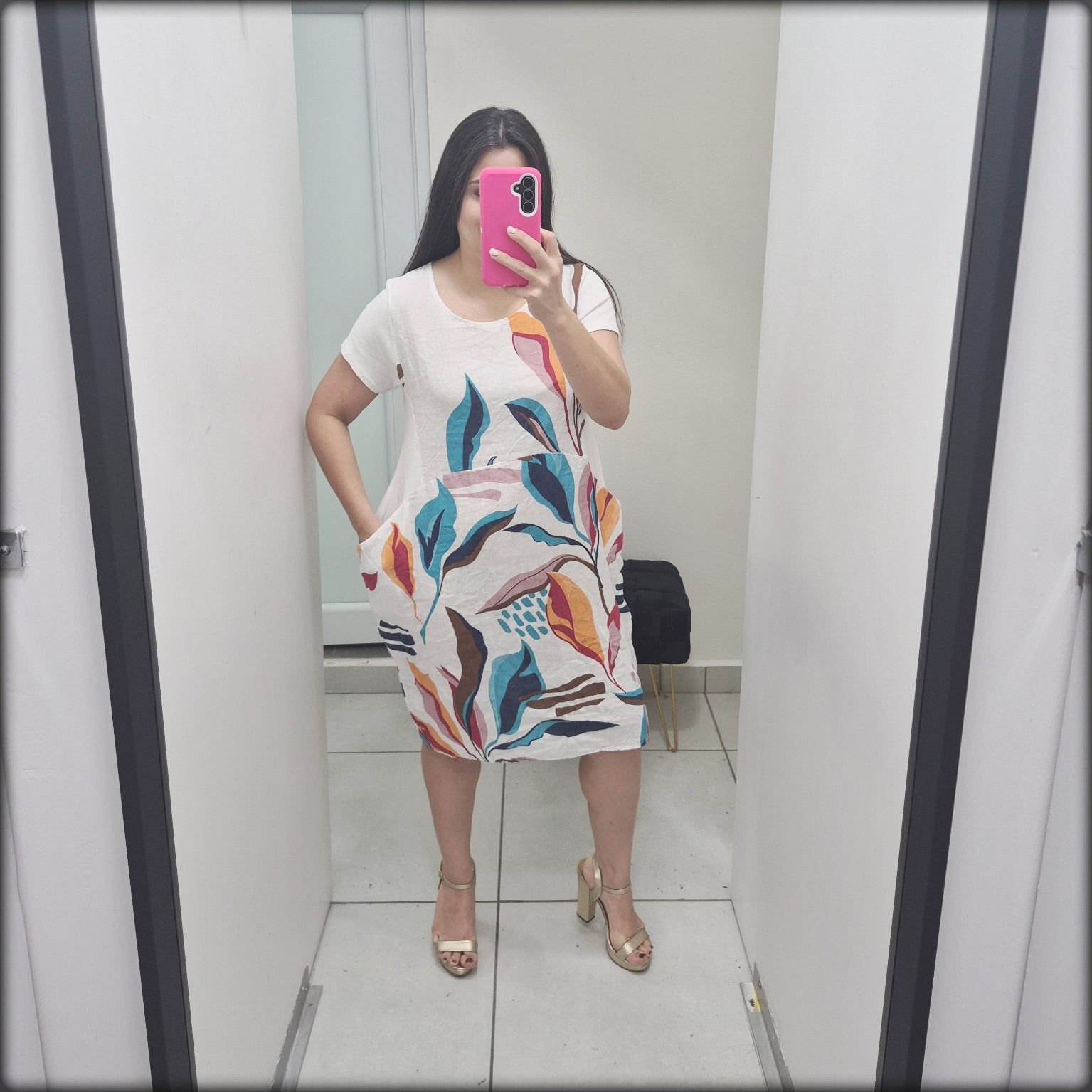 Vestido Corto Made In Italy 100% Lino