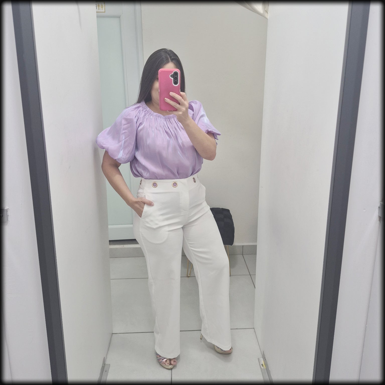 Blusa Manga Corta Lila