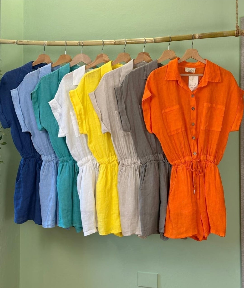 Romper 100% Lino Made In Italy Onesize