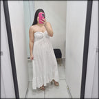 Vestido Largo Strapless Made In Italy 100% Lino