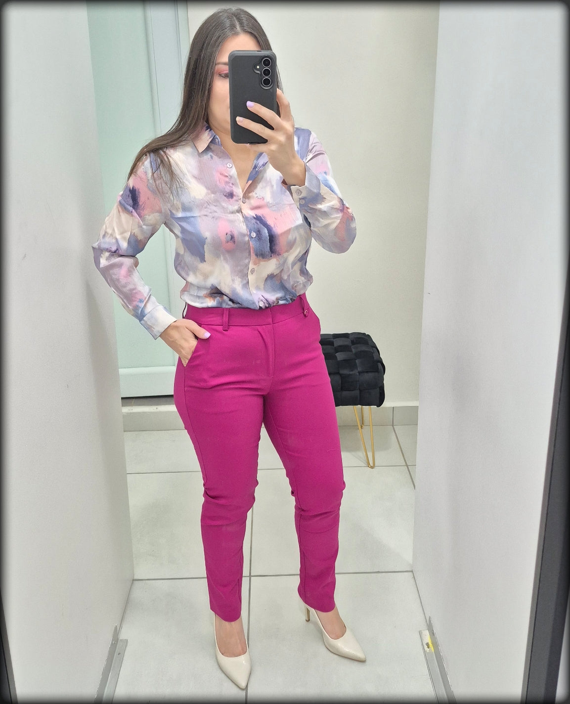 Blusa Manga Larga Estampado Lila