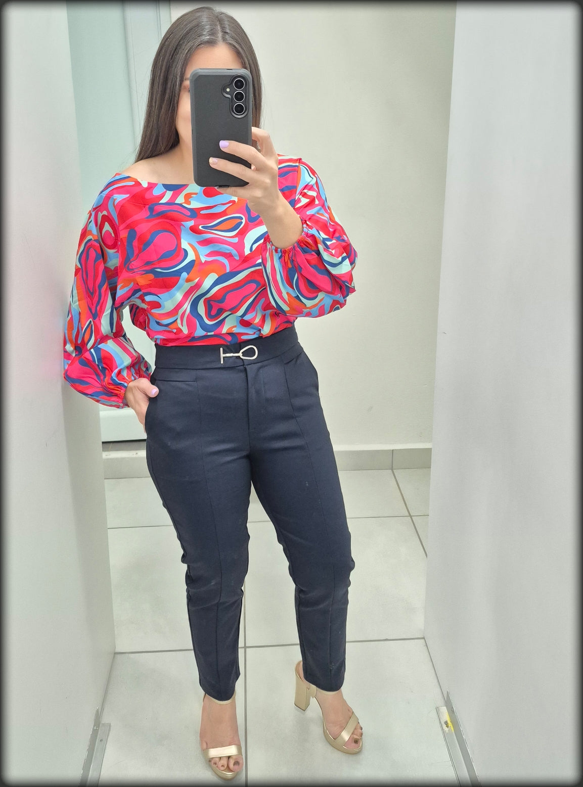 Blusa Manga Larga Estampado Multicolor