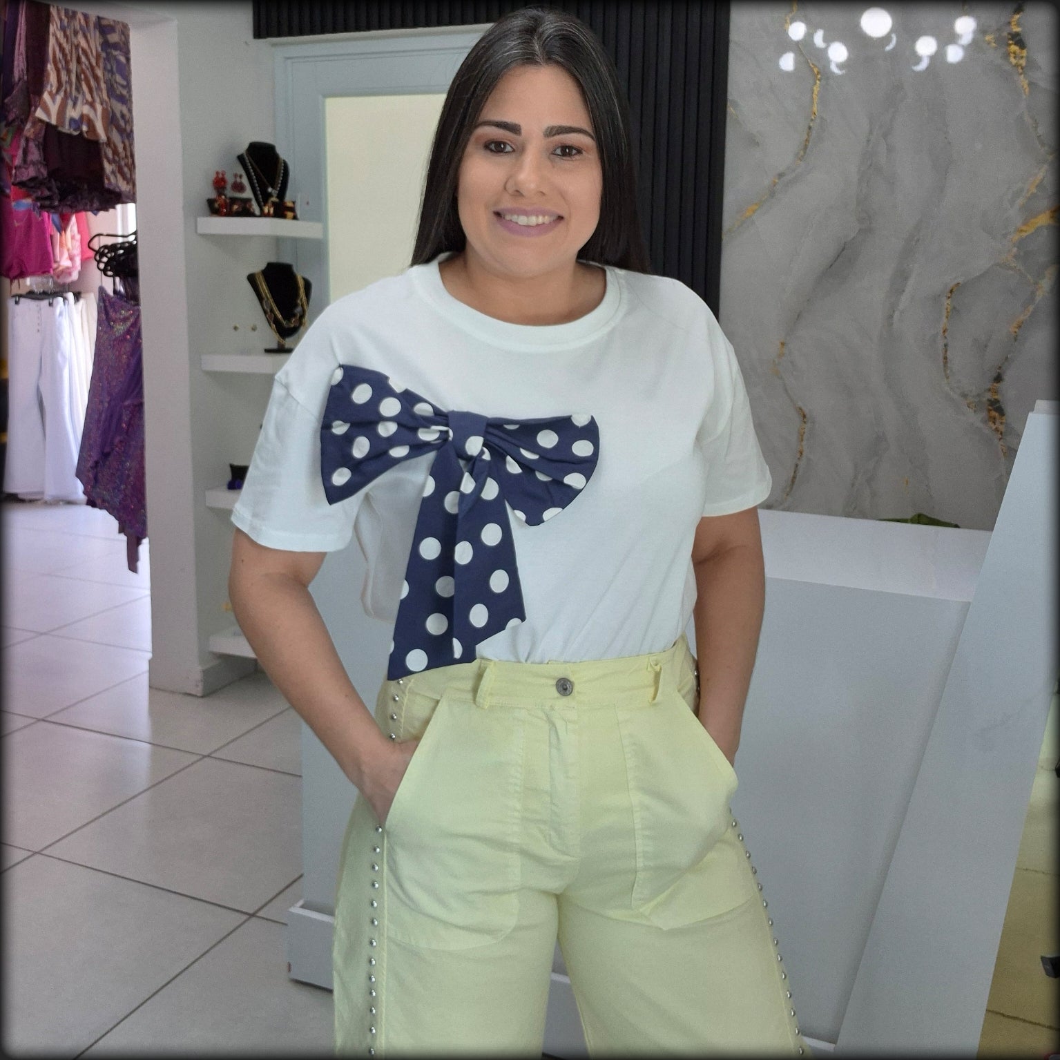 Blusa Made In Italy Lazo Polkadot