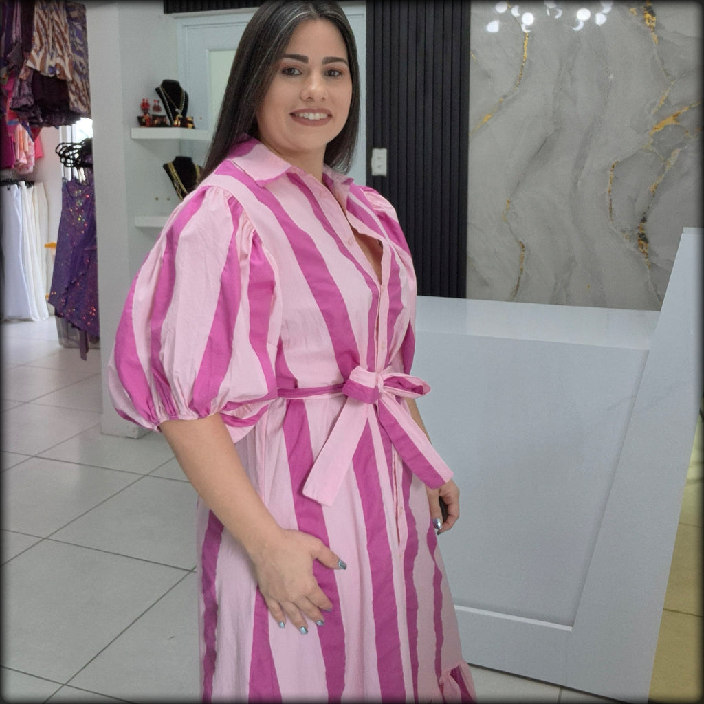 Vestido Largo Rayas Made In Italy