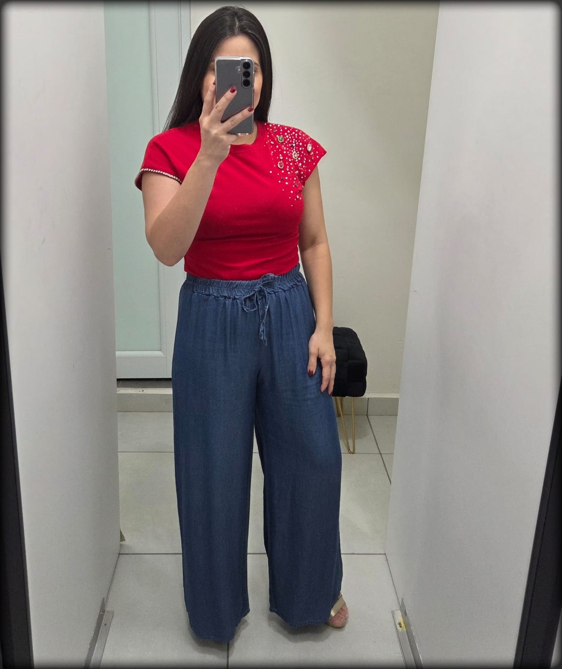 BLUSA ROJA RHINESTONE