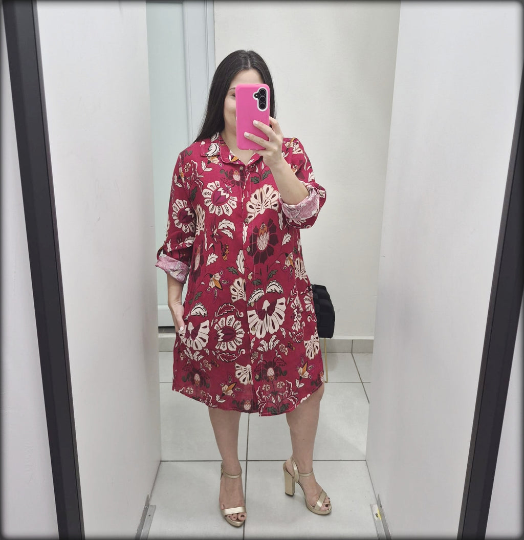 Camisero Corto Estampado Made In Italy 100% Lino