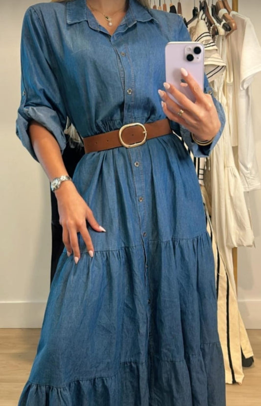 VESTIDO LARGO MADE IN ITALY DENIM