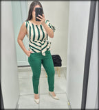 BLUSA DE IVORY DE RAYAS ROJAS O VERDES