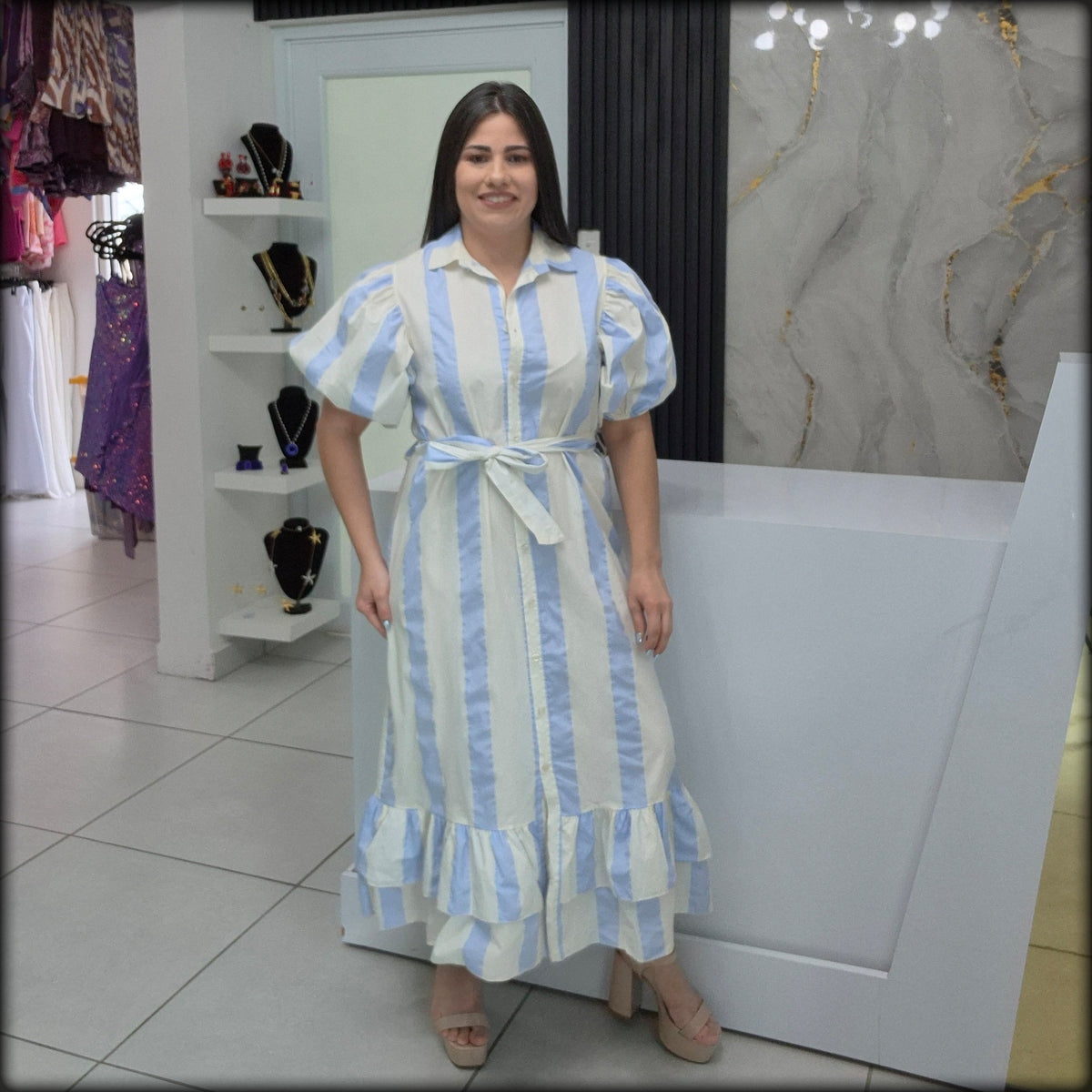Vestido Largo Rayas Made In Italy