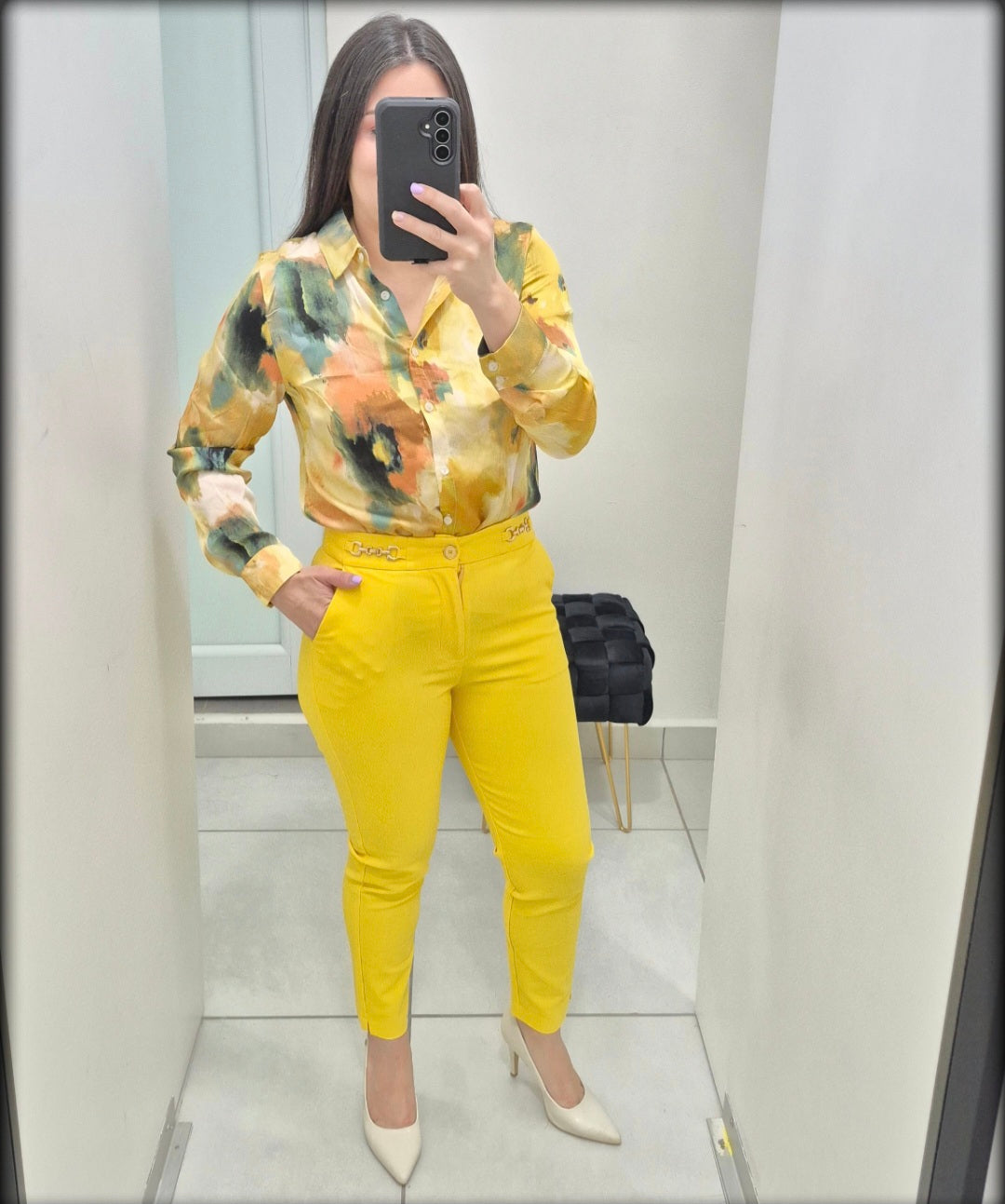 Blusa Manga Larga Estampado Amarillo