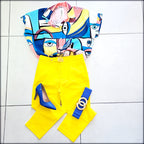 Blusa Estampada Made In Italy Manga Corta Botonos 50% Algodon 50% Polyester