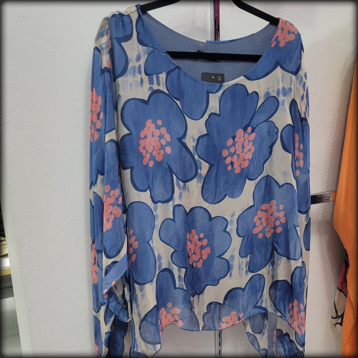 Tunica Estampado Floral Made In Italy 70% Viscosa 30% Seda