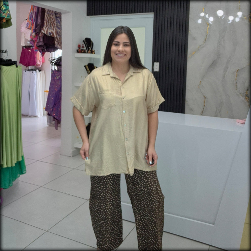Blusa Manga Corta Made In Italy 100% Viscosa