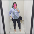 Blusa Manga 3/4 Denim Rhinestone