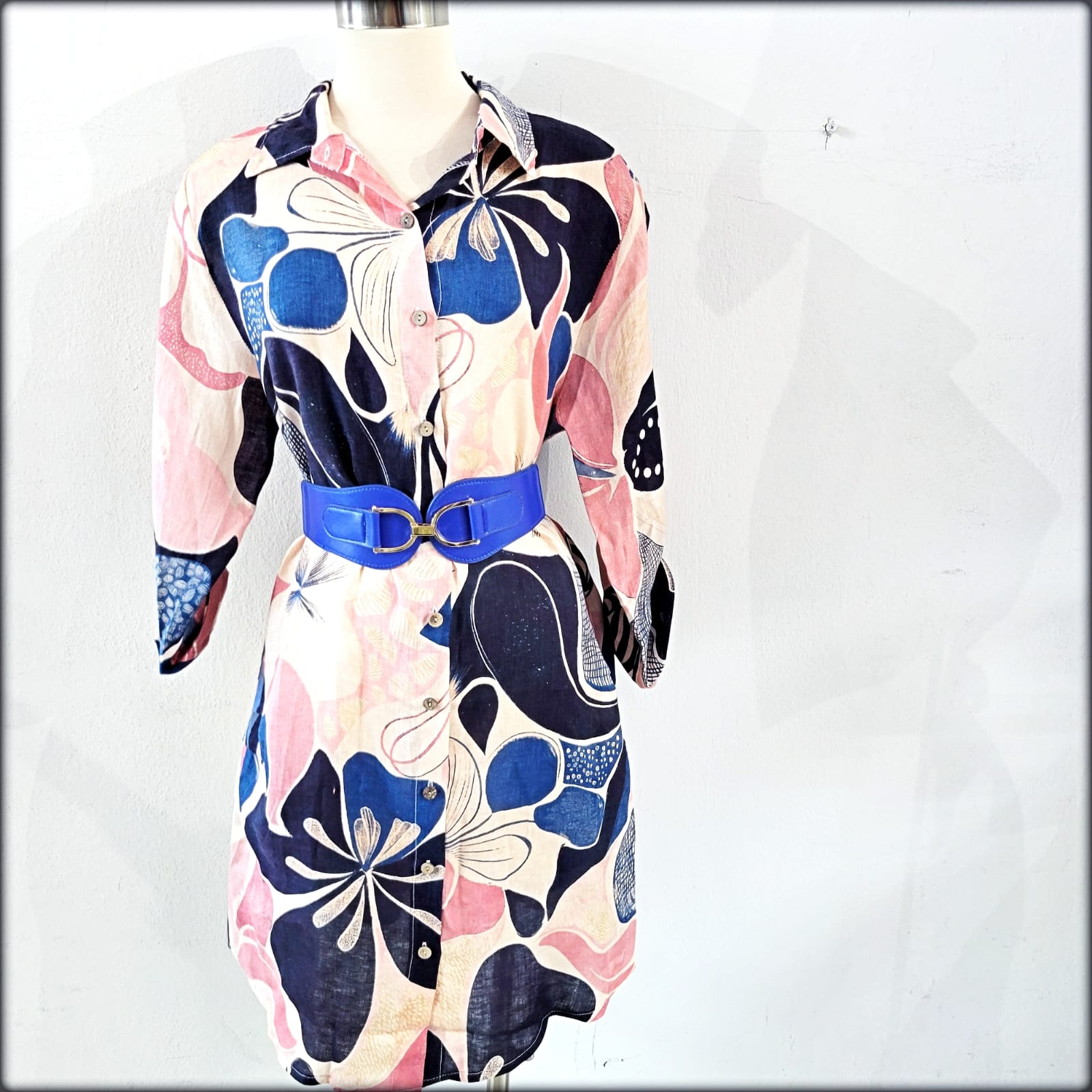 Vestido Estampado Made In Italy 100% Lino