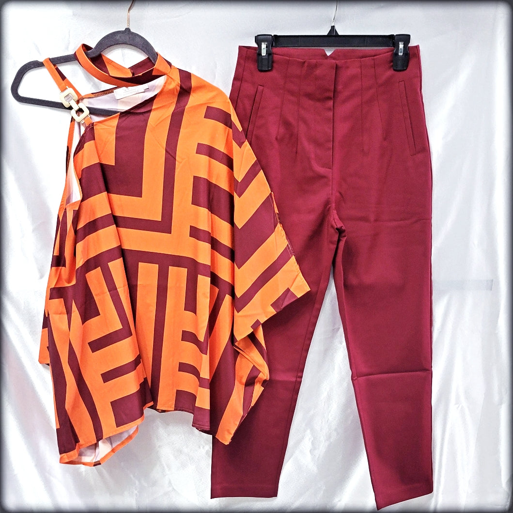 Blusa Estampado Naranja Vino