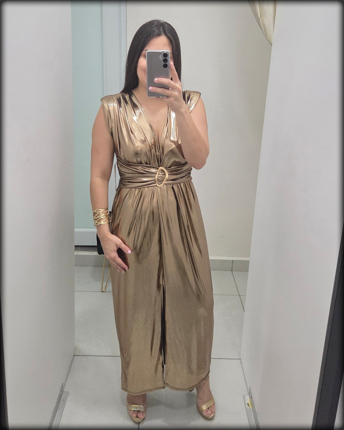 Vestido Largo Made In Italy 95% Polyester 5% Elastane