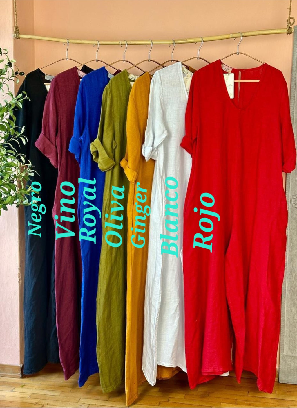JUMPSUIT MADE IN ITALY 100% LINHO CON MANGA