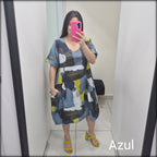 Vestido Corto Estampado Made In Italy 100% Lino